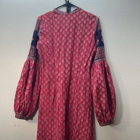 Vintage Sundeep Boho Dress 60s 70s Indian Peasant Hippie Prairie Woodstock XS/S - Picture 12 of 14